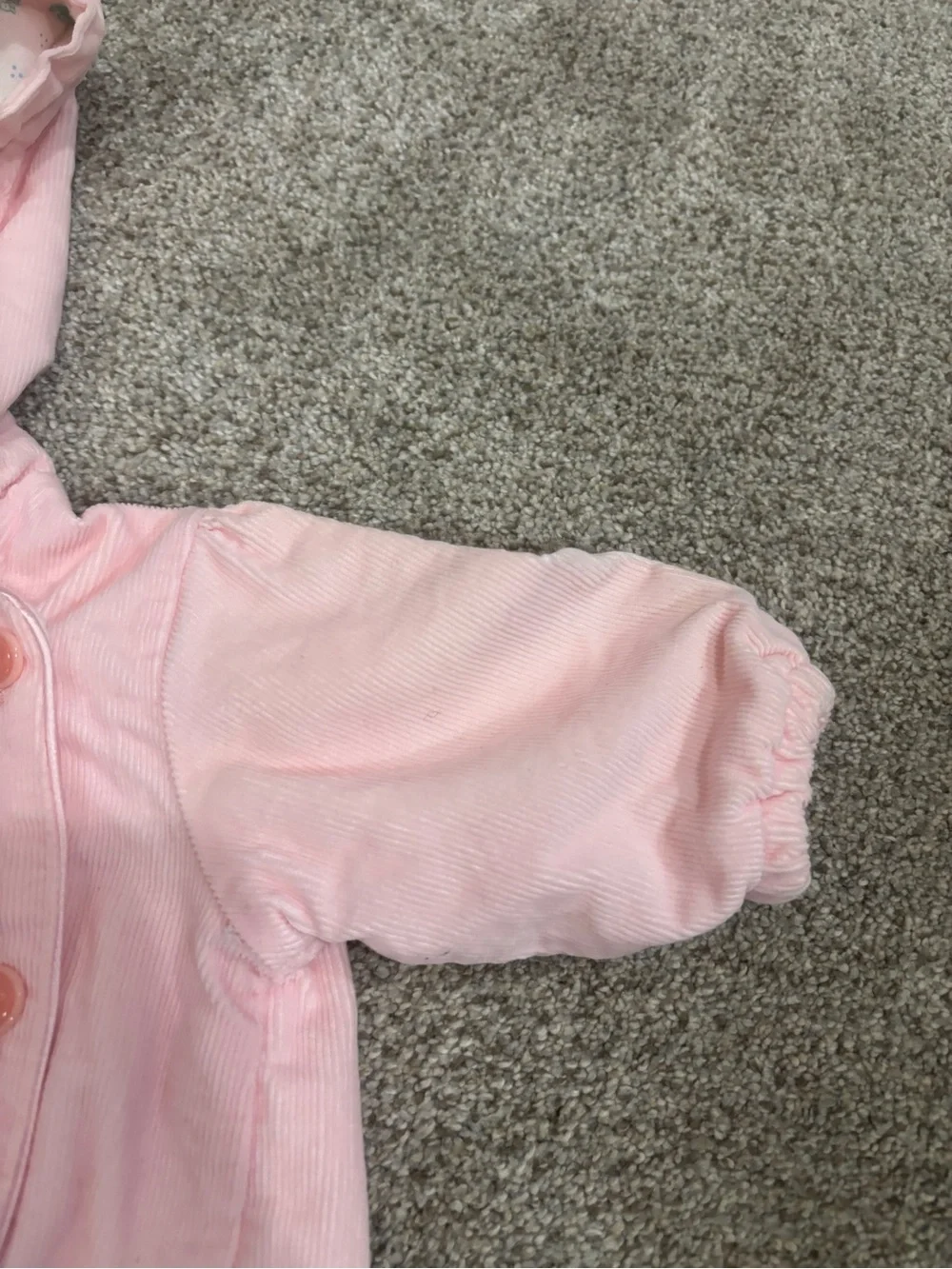 Vintage Baby Corduroy Hooded Pink Embroidered Button Up jacket 6-9 months